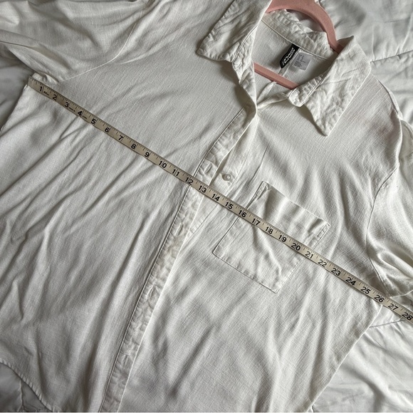 H&M Divided White Long Sleeve Linen Blend Button-Down Shirt Size XL - Picture 5 of 6